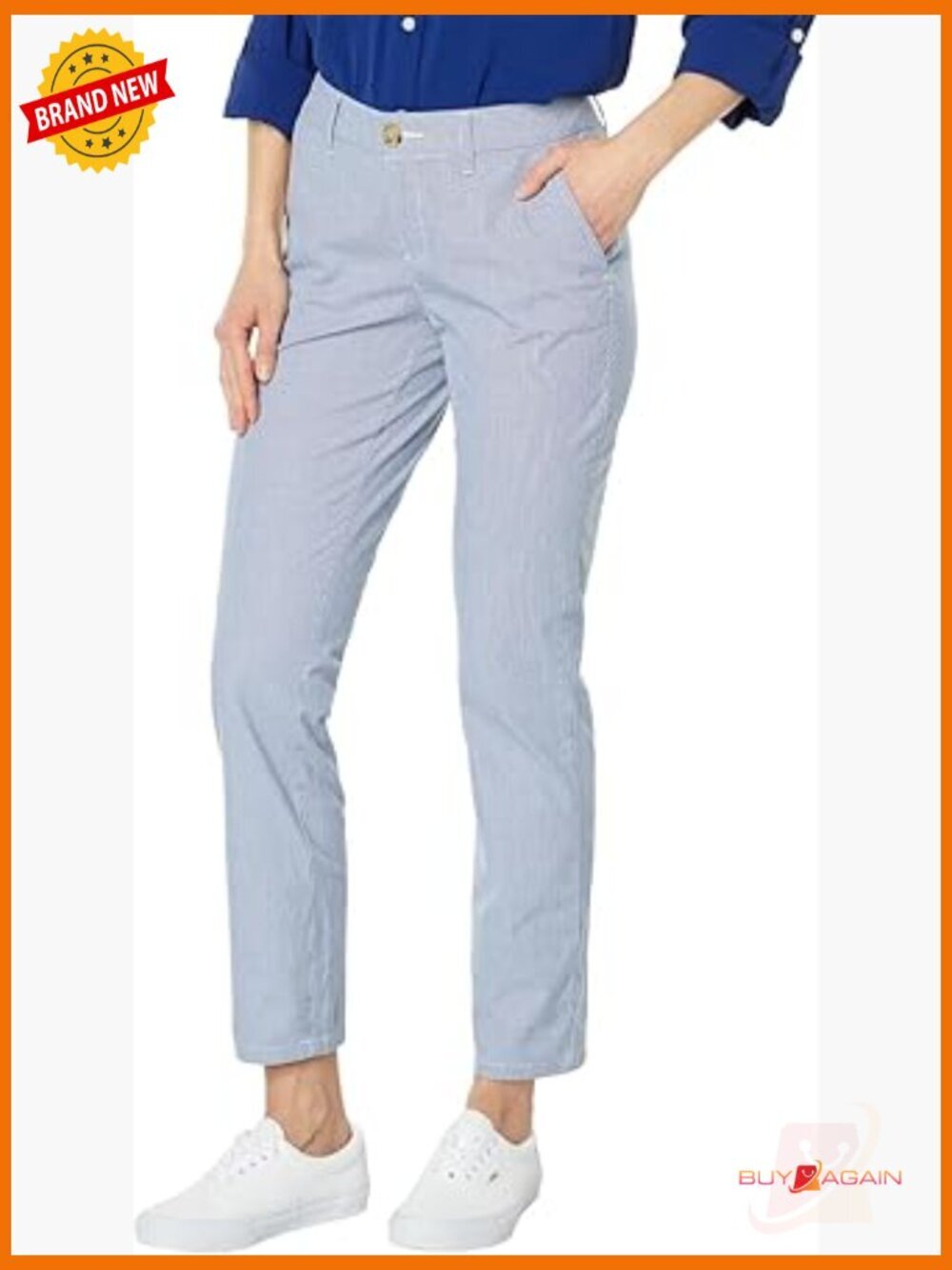 Straight Leg Cropped Chino Pants with Cuffed Hem
